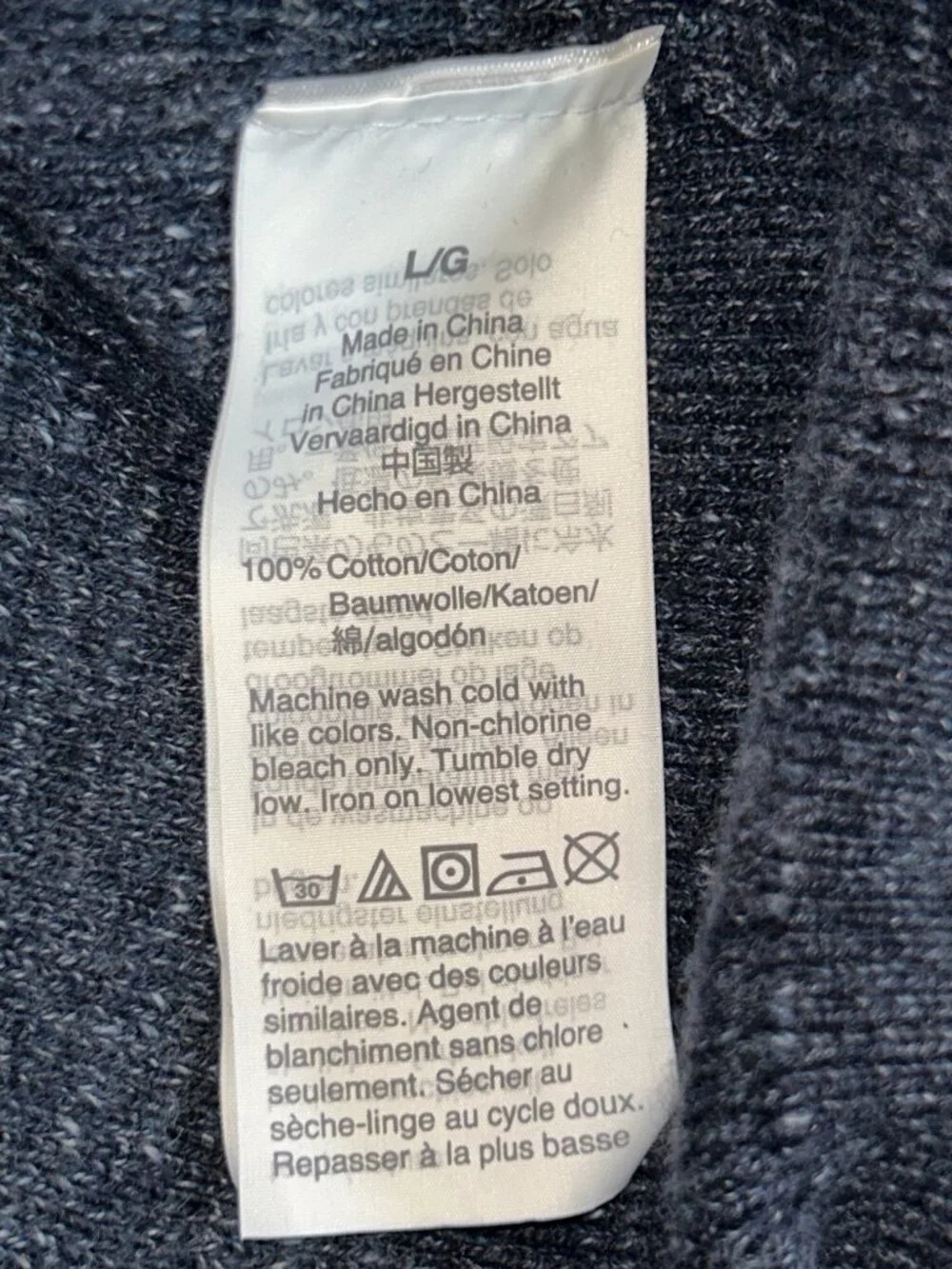 J. Crew Henley Sweater, Men's Large, Blue Heathered, Cotton, long sleeve